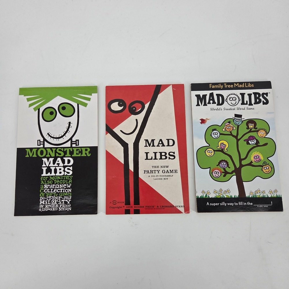 Lot of 3 Mad Libs Books Monster Family Tree Party Game Kids